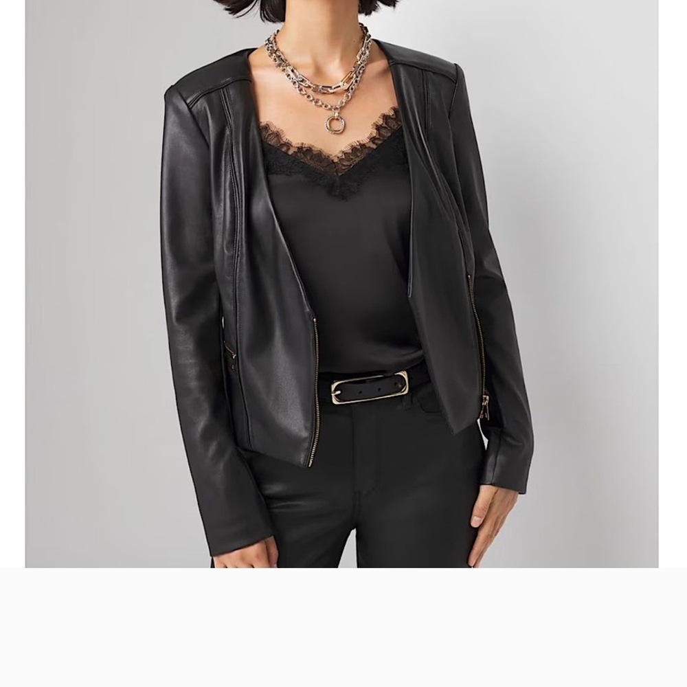 White House Black Market Sleek Black Leather Jacket